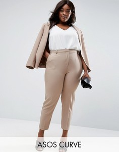 Укороченные креповые брюки-сигареты ASOS CURVE - Бежевый