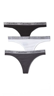 Комплект из трех пар блестящих хлопковых трусиков-танга Calvin Klein