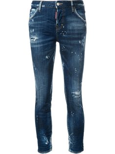 укороченные джинсы бойфренды с рваными деталями Dsquared2