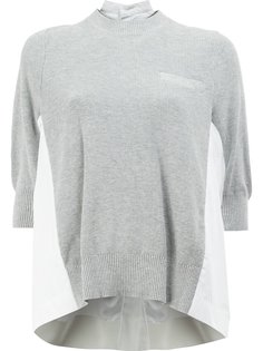 poplin insert knitted top Sacai