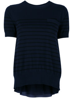 cupro insert short sleeved sweatshirt Sacai