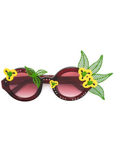 круглые солнцезащитные очки с цветочной отделкой Linda Farrow
