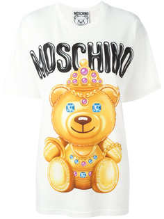 футболка с принтом медведя в короне Moschino