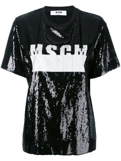 футболка с логотипом  из пайеток MSGM