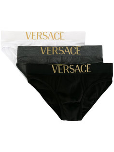 pack of three logo waistband briefs Versace