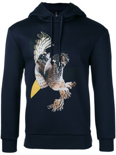 modernist owl print hoodie Neil Barrett