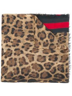 шарф Web с леопардовым принтом Gucci