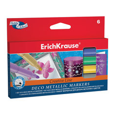 Фломастеры ArtBerry Metallic easy washable, 6 цветов Erich Krause