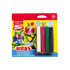 Пластилин мягкий 4цв+инструкция Birds Step-by-step Сreation Artberry Erich Krause