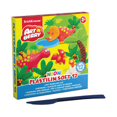 Пластилин мягкий Artberry NEON 12 цветов, 240г, со стеком Erich Krause