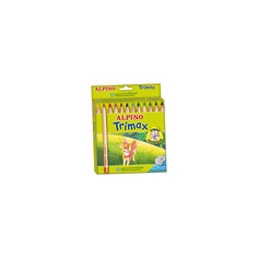 Цветные утолщенные трехгранные карандаши Trimax, 12 цв. + специальная точилка Alpino