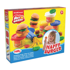 Набор для лепки: Пластилин на растительной основе Happy Burger 4 цвета по 35г Erich Krause