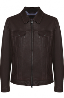 Кожаная куртка на молнии с отложным воротником Z Zegna