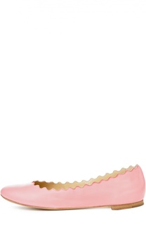 Кожаные балетки Lauren с фигурным вырезом Chloé
