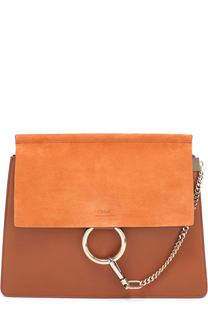 Кожаная сумка Faye с клапаном из замши Chloé