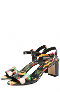 Комбинированные босоножки с принтом на устойчивом каблуке Dolce &amp; Gabbana