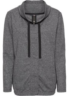 Трикотажная куртка с объемным воротником (меланжевый индиго) Bonprix