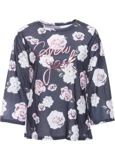 Футболка с длинным рукавом (черный с рисунком) Bonprix
