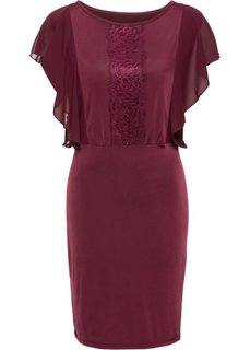 Трикотажное платье с воланом (черный) Bonprix