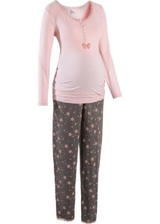 Пижама для будущих и кормящих мам (нежно-розовый/серый) Bonprix