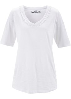 Футболка с кружевной отделкой − дизайн от Maite Kelly (омаровый) Bonprix