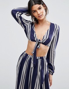 Комбинируемый пляжный топ в полоску с длинными рукавами ASOS - Мульти