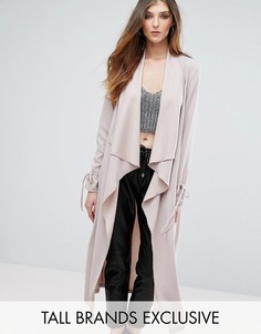 Легкое пальто с завязками на рукавах Missguided Tall - Stone