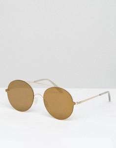 Круглые солнцезащитные очки в металлической оправе ASOS - Золотой