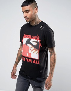 Состаренная футболка с принтом Metallica ASOS - Черный