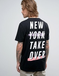 Длинная футболка с принтом New York в стиле 90-х ASOS - Черный