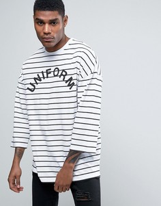 Oversize-футболка в полоску с принтом Uniform ASOS - Белый