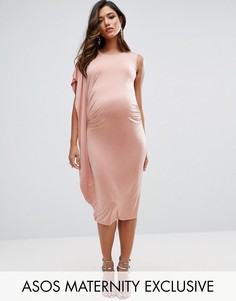 Платье миди с драпировкой ASOS Maternity - Розовый