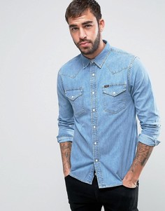 Узкая выбеленная рубашка в стиле вестерн Lee Denim - Синий