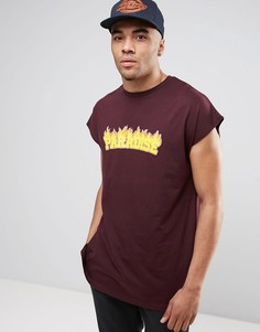 Свободная футболка без рукавов с принтом ASOS - Красный