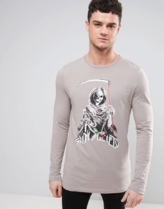 Длинный лонгслив с принтом ASOS - Серый