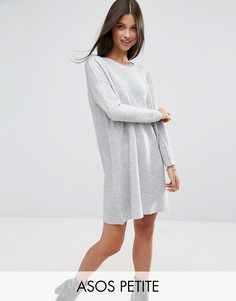 Трикотажное платье с открытыми плечами и кнопками ASOS PETITE - Серый