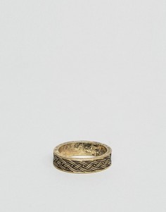 Кольцо с тисненым плетеным узором ASOS - Золотой