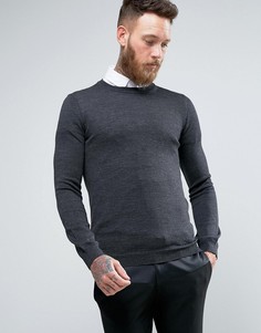 Серый обтягивающий джемпер из мериносовой шерсти ASOS - Серый