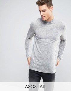 Серый фактурный лонгслив с высокой горловиной ASOS TALL - Серый