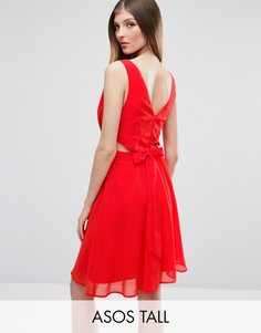 Платье мини с вырезами по бокам и бантом сзади ASOS TALL - Оранжевый