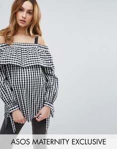 Топ в клеточку с контрастными бретельками ASOS Maternity - Мульти