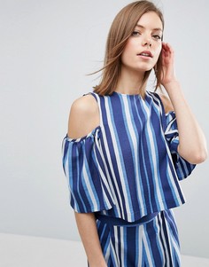 Комбинируемый синий топ в полоску с вырезами на плечах ASOS - Мульти