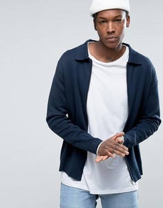 Трикотажная куртка на молнии Selected Homme - Синий