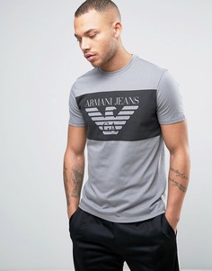 Серая футболка классического кроя с логотипом Armani Jeans - Серый