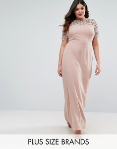 Декорированное платье макси с шифоновой юбкой Lovedrobe Luxe - Золотой
