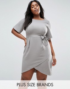 Платье с запахом и бантом Closet Plus - Серый