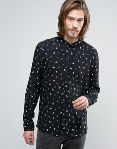 Узкая рубашка с принтом AllSaints - Черный