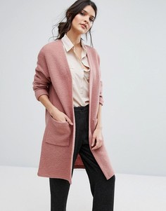 Вязаное пальто-кардиган Selected Femme - Розовый