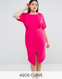Строгое платье миди ASOS CURVE - Розовый