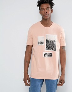 Удлиненная футболка с фотопринтом ASOS - Оранжевый